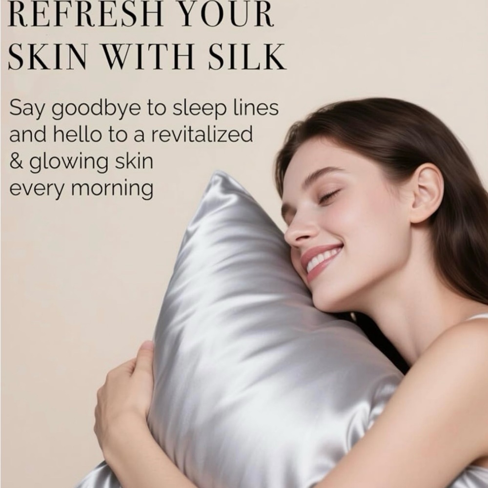 Luxury Silver Silk Pillowcase by Ravmix - Picture 8 of 8